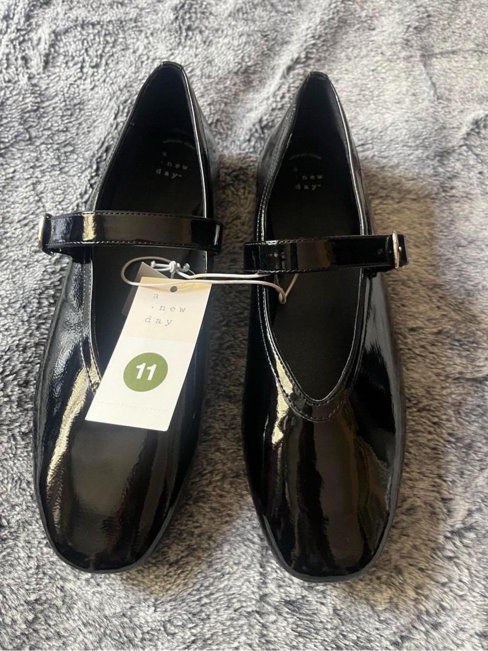 a new day Black Patent Mary Jane Flats with Strap
